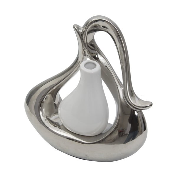 Biało-srebrny wazon ceramiczny Mauro Ferretti Ribbon