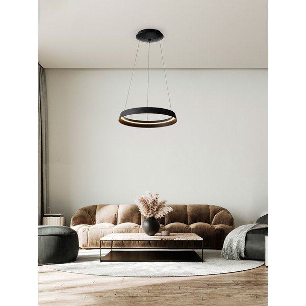 Aluminiowa lampa wisząca LED ze ściemniaczem w kolorze matowej czerni z kloszem ze szkła akrylowego ø 45 cm Ormi – Nova Luce-image-1