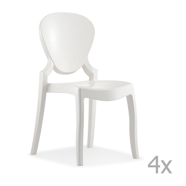 Zestaw 4 białych krzeseł Pedrali Queen