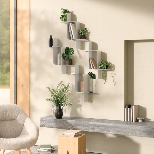 Wielopoziomowe stalowe półki zestaw 2 szt. w matowym białym kolorze 62 cm Montage – Umbra-image-3