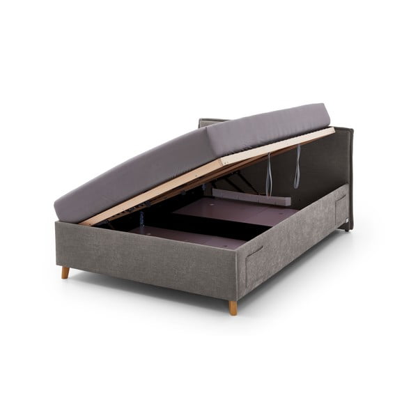 Szare tapicerowane łóżko dziecięce ze schowkiem ze stelażem 90x200 cm Fun – Meise Möbel-image-2