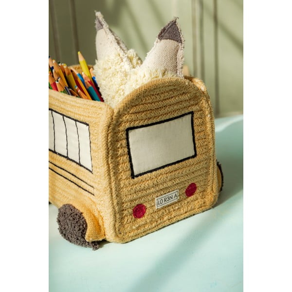 Tekstylny dziecięcy kosz na zabawki w kolorze ochry 22x19x15 cm School Bus – Lorena Canals-image-3