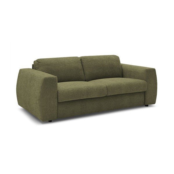 Zielona sofa do spania/rozkładana z tkaniny szenilowej 220 cm Hugo – Bobochic Paris-image-2