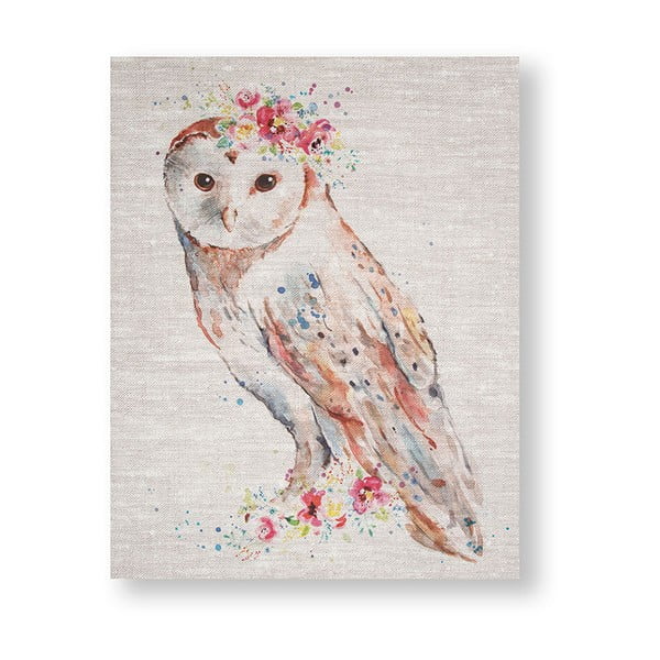 Obraz Graham & Brown Watercolour Floral Owl, 40x50 cm