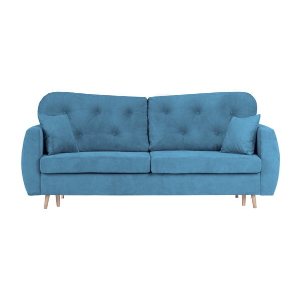 Niebieska rozkładana sofa 3-osobowa ze schowkiem Mazzini Sofas Orchid
