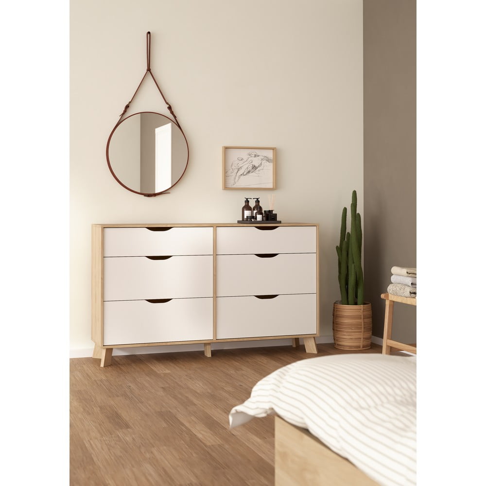 Biało-naturalna komoda w dekorze dębu 156x92x40 cm Ikast – Tvilum (zdjęcie 6)