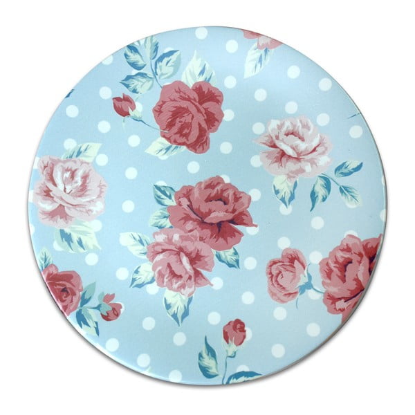 Jasnoniebieski talerz ceramiczny Mezzo Roses, ⌀ 26 cm
