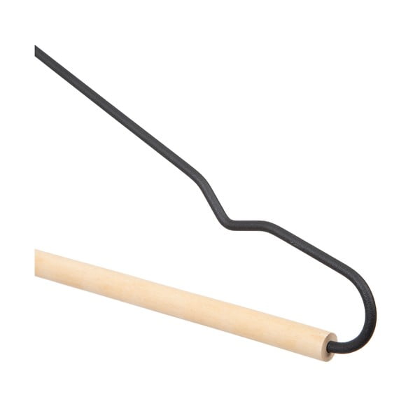 Zestaw 2 czarnych wieszaków na ubrania z drewnianym detalem Compactor Frosted-image-3