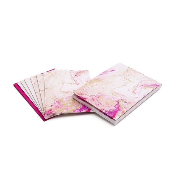 Komplet 6 różowych papierów listownych z kopertamiGO Stationery Quartz