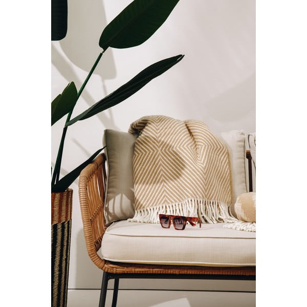 Brązowy pled z domieszką bawełny Euromant Tebas, 140x180 cm-image-1