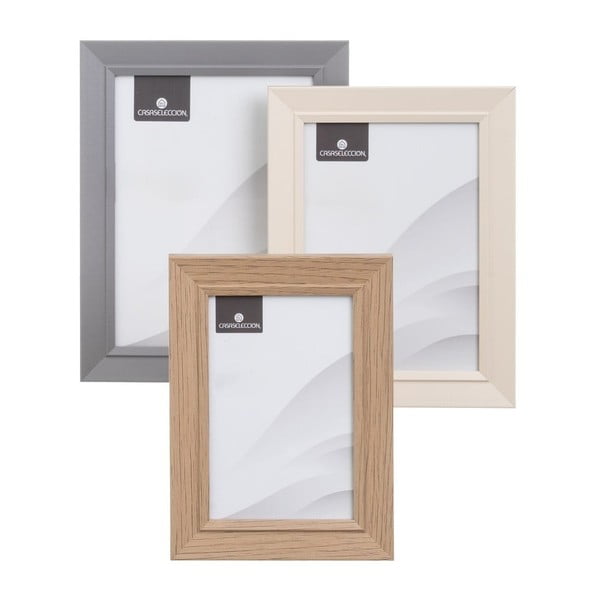 Brązowo-naturalne ramki stojące/ścienne  zestaw 3 szt. 14x19 cm – Casa Selección