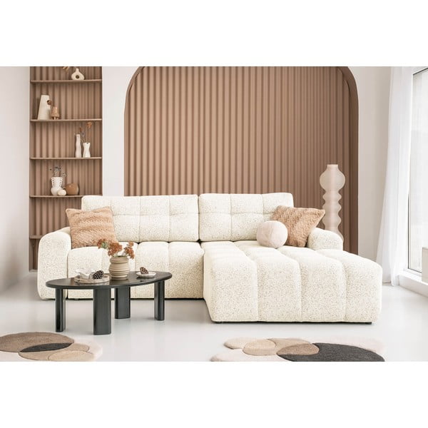 Kremowy rozkładany narożnik modułowy ze schowkiem (prawostronny) Lulu – Miuform-image-1