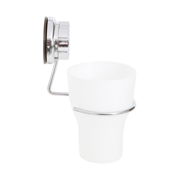 Samoprzylepny metalowy kubek na szczoteczki do zębów w kolorze srebra Bestlock Bath – Compactor-image-1