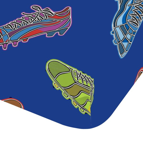 Niebieskie prześcieradło dziecięce jednoosobowe z gumką 90x190 cm Bright Football – Catherine Lansfield