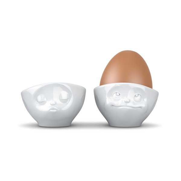 Komplet 2 białych porcelanowych zakochanych kieliszków do jajek 58products, 100 ml-image-2