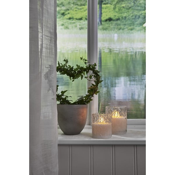 Biała woskowa świeca LED w szkle Star Trading Flamme Romb, wys. 10 cm-image-4