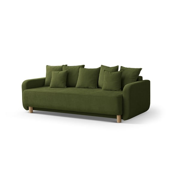 Zielona rozkładana sofa ze schowkiem 231 cm Elen – Micadoni -image-1