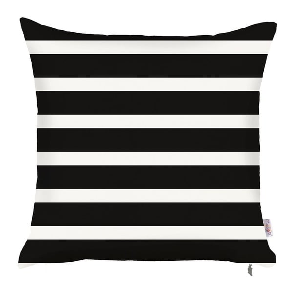 Czarno-biała poszewka na poduszkę Apolena Pinky Stripes, 43x43 cm