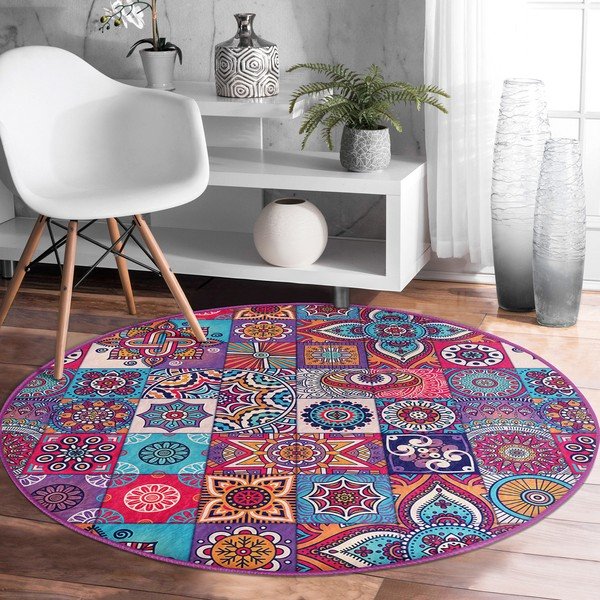 Okrągły dywan odpowiedni do prania i robotów sprzątających ø 100 cm Comfort – Mila Home-image-3