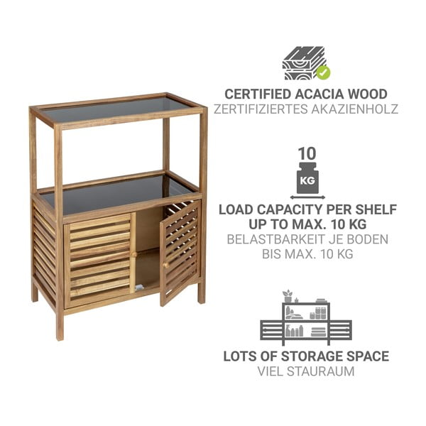 Czarno-naturalna niska szafka łazienkowa z litego drewna akacjowego 67,5x86 cm Fondi – Wenko-image-3