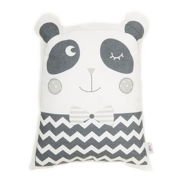 Szara poduszka dziecięca z domieszką bawełny Mike & Co. NEW YORK Pillow Toy Panda, 25x36 cm