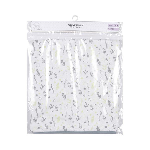 Biało-szary bawełniany koc dziecięcy 75x75 cm Ocean – Bébé Douceur-image-1