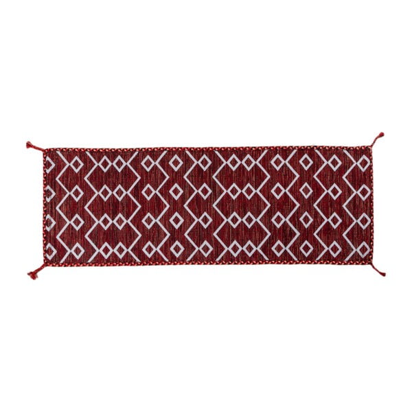 Ciemnoczerwony chodnik ręcznie tkany Navaei & Co Kilim Ethnic 101, 180x60 cm