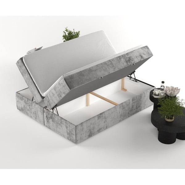 Szare łóżko boxspring ze schowkiem 180x200 cm Yoko – Maison de Rêve-image-4