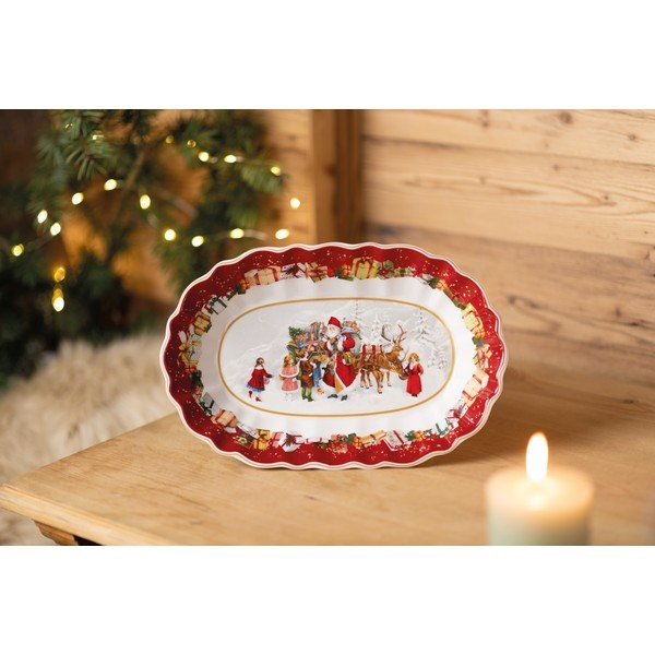 Porcelanowy talerz do serwowania z motywem świątecznym Villeroy & Boch, 30 x 19,8 cm-image-1