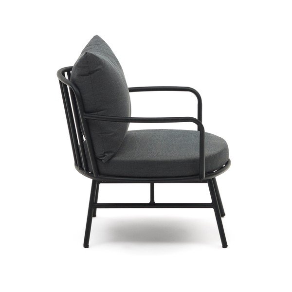 Czarny metalowy fotel ogrodowy Bramant – Kave Home-image-1