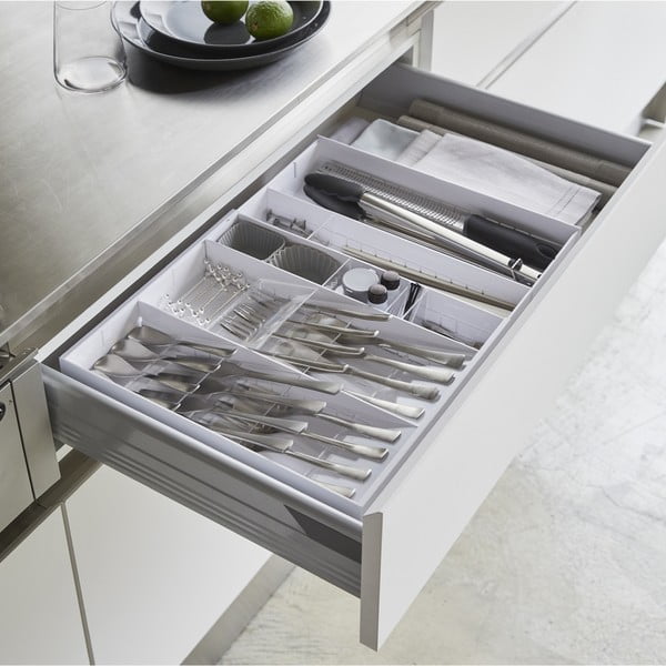 Biały plastikowy wkład do szuflady na sztućce 47,5 x 35 cm − YAMAZAKI-image-1