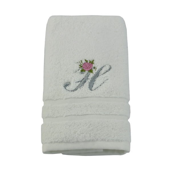 Ręcznik z inicjałem i różyczką H, 50x90 cm