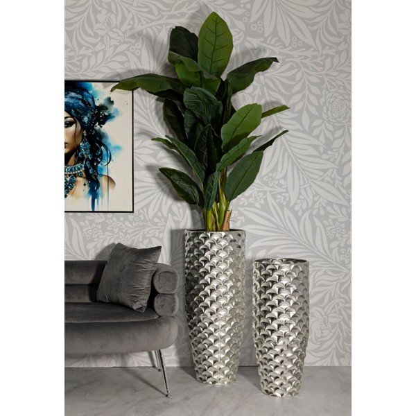 Metalowe wysokie wazony zestaw 2 szt. w kolorze srebra (wysokość 92 cm) Silvy – Mauro Ferretti-image-1