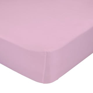 Różowe prześcieradło elastyczne z bawełny Happy Friday Basic, 90x200 cm