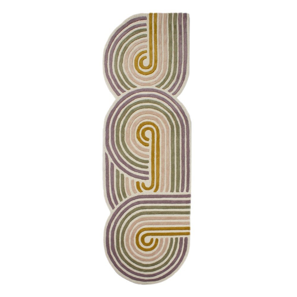 Zielony wełniany chodnik tkany ręcznie 80x300 cm Spiral Shaped – Flair Rugs