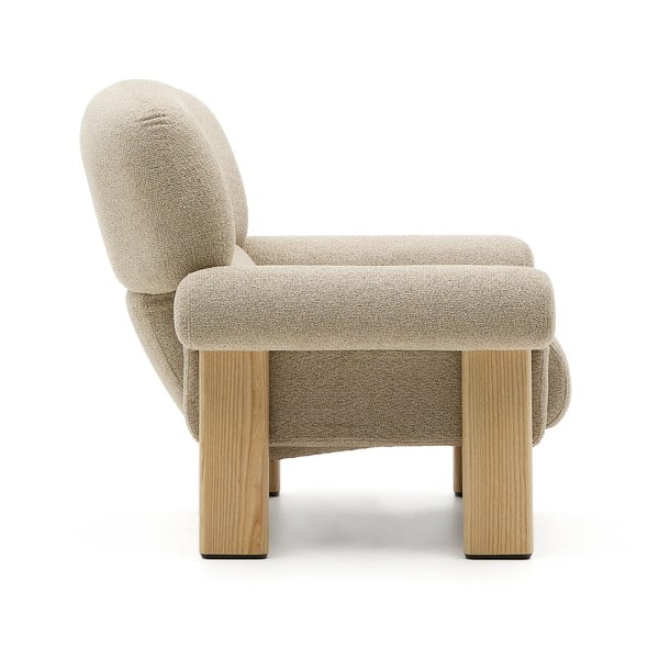 Beżowy fotel z tkaniny szenilowej Nema – Kave Home-image-2