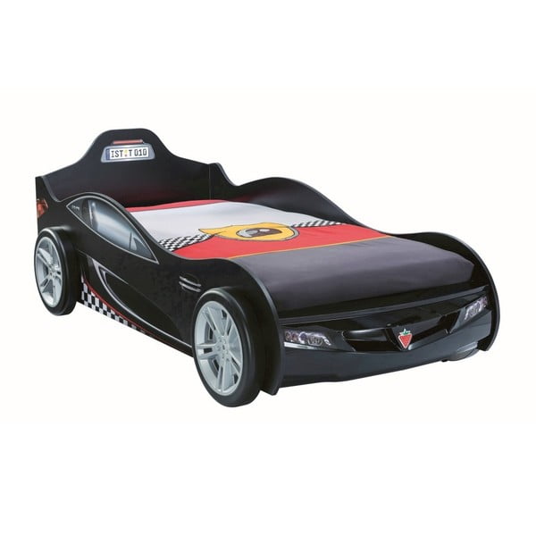 Czarne łóżko dziecięce w kształcie auta Coupe Carbed Black, 90x190 cm