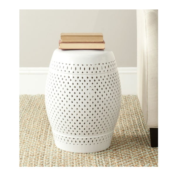 Biały stolik ceramiczny odpowiedni na zewnątrz Safavieh Diamond, ø 35 cm-image-1