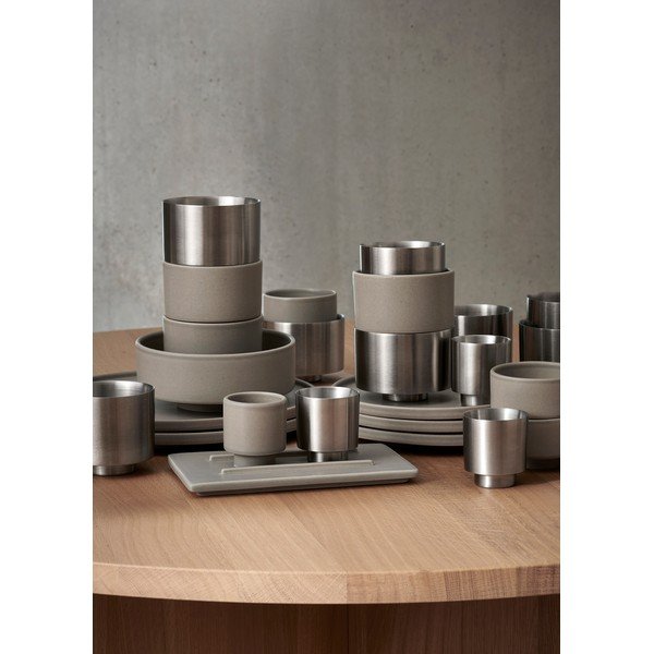 Filiżanki zestaw 2 szt. na espresso/z podwójną ścianką ze stali nierdzewnej w kolorze srebra Makoto Steel – Blomus-image-4