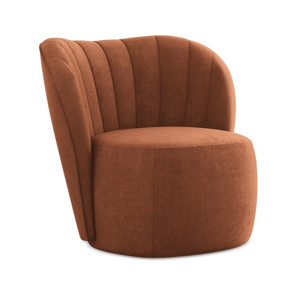 Fotel z tkaniny szenilowej w kolorze terakoty Keloa – Makamii