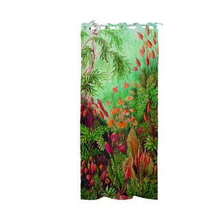 Zielona zasłona z domieszką lnu Tierra Bella Deep Forest, 140x270 cm
