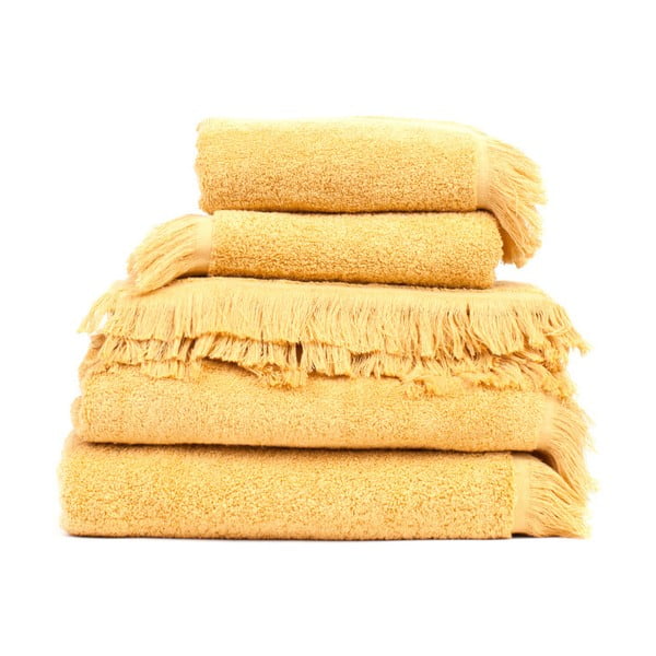 Zestaw 6 żółtych ręczników z czystej bawełny Casa Di Bassi Compacto