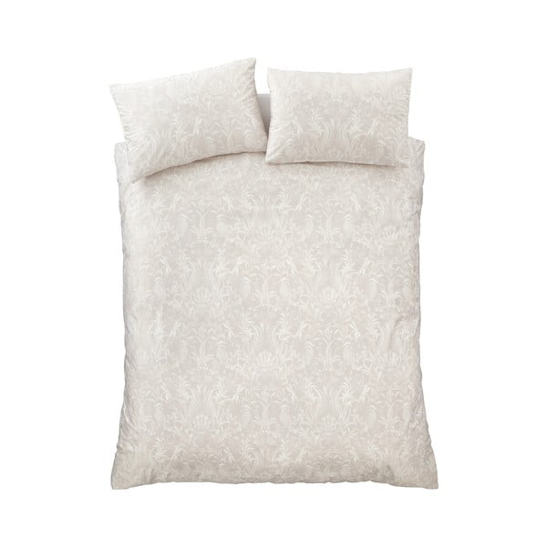 Beżowa aksamitna pościel dwuosobowa 230x220 cm Bridgerton Regal Birds – Catherine Lansfield