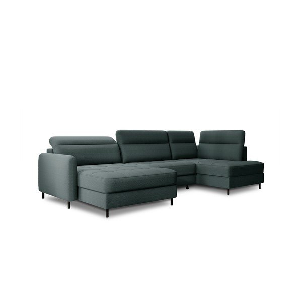 Zielony aksamitny rozkładany/ze schowkiem narożnik (prawostronny/w kształcie litery U) Berrto – ELTAP-image-2