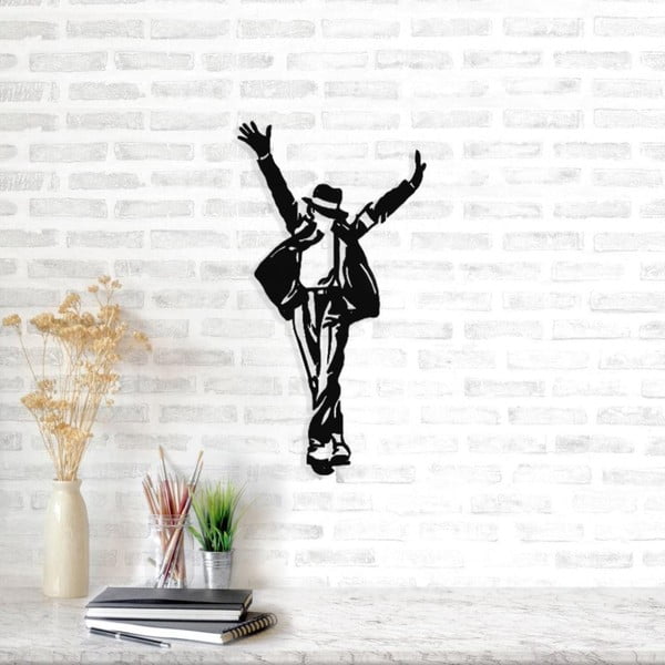 Czarna metalowa dekoracja ścienna Michael Jackson, 36x69 cm