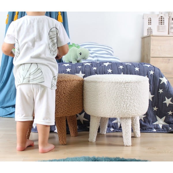 Brązowy puf dziecięcy z materiału bouclé Moouv – Artie-image-1