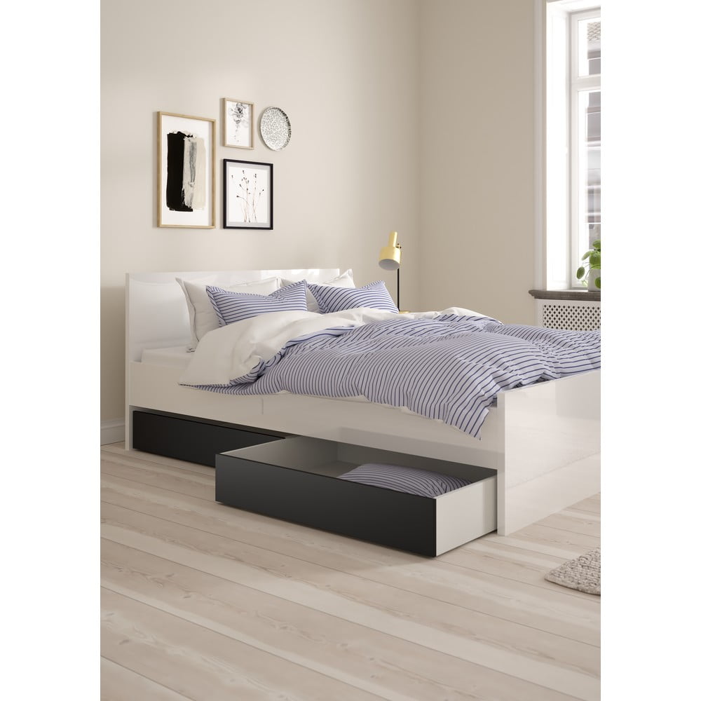 Czarne szuflady pod łóżko zestaw 2 szt. 90x190/140x190 cm Naia – Tvilum (zdjęcie 5)