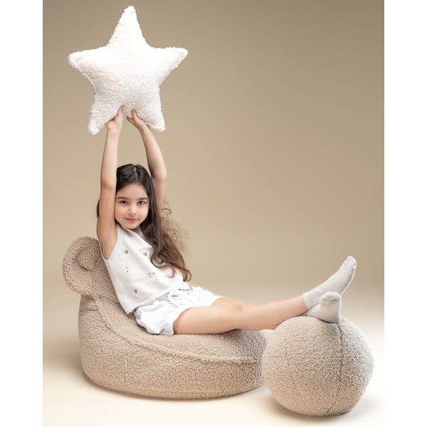 Jasnobrązowy dziecięcy worek do siedzenia z materiału bouclé Bear – Wigiwama-image-2