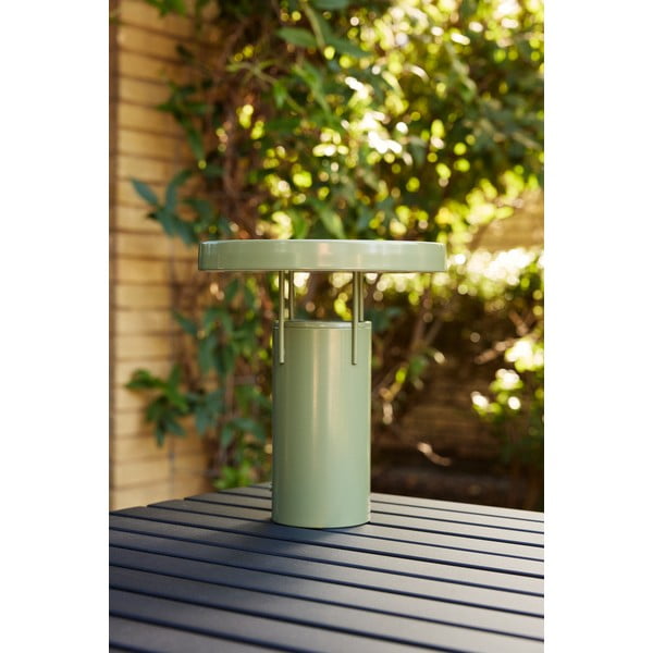 Zielona lampa stołowa LED ze ściemniaczem i metalowym kloszem (wysokość 28 cm) BringMe – Hübsch-image-4