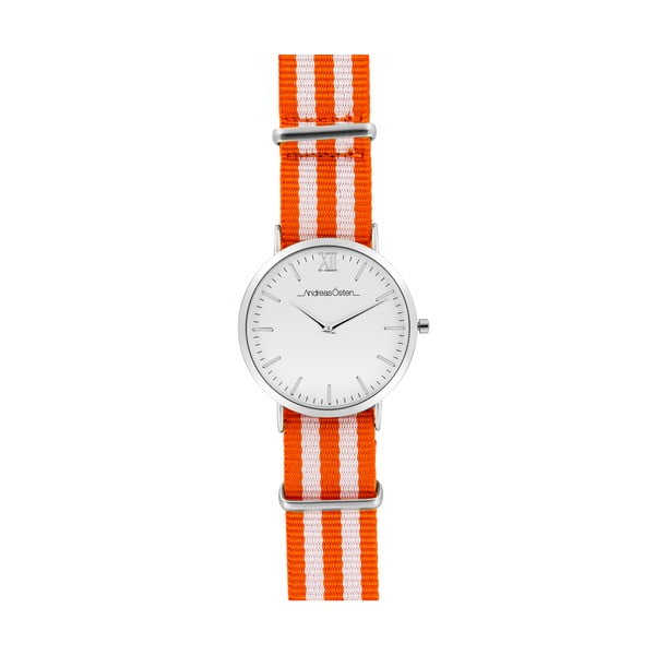 Zegarek damski z pomarańczowo-białym paskiem Andreas Östen Fenna